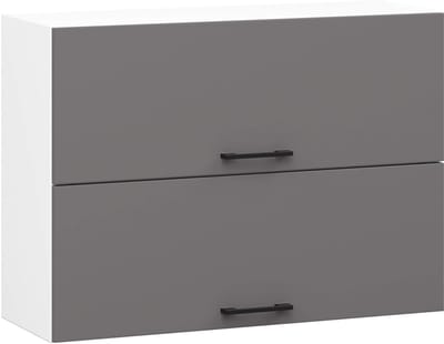 Keukenkast modulaire OLIWIA W80 G2 H580 met 2 Deuren / Hangkast / Bovenkast / AKORD Furniture Factory / Wit - Grafietgrijs / 80 x 58 x 30 cm