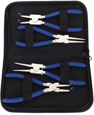 Dailygoods- Snap Tangen Set 4-delig - Professionele Verentangenset - 2 Rechte/Tangen - 2 Gebogen Tangen - Ergonomische Handgrepen - Inclusief Tas - Tangenset
