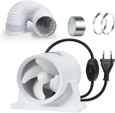 Regelbare Kanaalbuisventilator 100 mm voor Badkamer, Toilet, Keuken en Garage