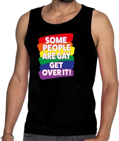 Gayride some people are gay get over it! tanktop/mouwloos shirt - zwart regenboog singlet voor heren - LHBT kleding S