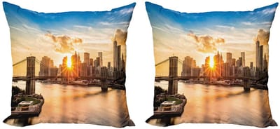 ABAKUHAUS New York Kussenhoes – 2x40x40 cm – Dubbelzijdig digitaal