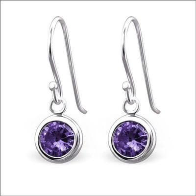 Aramat Jewels | Oorhangers | Paarse Zirkonia Oorbellen voor Feesten | | | |6mm | Zilver | Kinderen, Volwassenen | Verkleurd niet