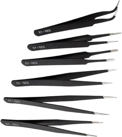 Precisie Pincetten Set - Reparatie Pincetten - Elektronica Repareren - Anti-statisch Roestvrij Staal - 6 Stuks - Zwart