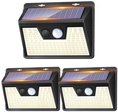 LED Zonnelampen op Zonne-Energie voor Buiten - 3 Stuks met Bewegingsmelder en 3 Modi, Waterdicht IP65, Ideaal voor Tuin en Terras