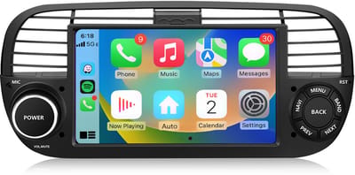 Junsun Android 15 Autoradio Geschikt Voor Fiat 500 2007-2015 Accessoires, 1GB+32GB, Draadloze CarPlay, DAB+, GPS-Navigatie - Bluetooth - 7-inch HD Touchscreen - DSP - Quad-core processor - Plug & Play - zwart