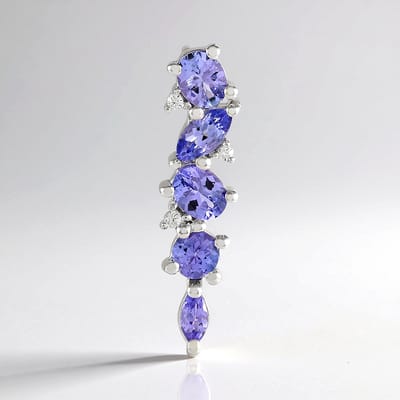 Cavill - Zilveren Hanger met Tanzaniet 1,322 Ct - 925 Sterling Zilver Verguld - Elegante Marquise en Ovaal Slijpsel - Blauw Violet Sieraad