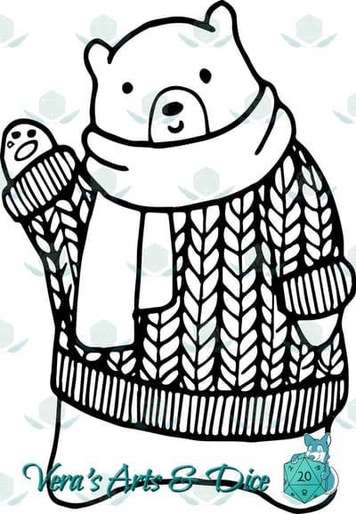 Warme Trui Beer Sticker - Dieren in het Dagelijks Leven | Vera's Arts & Dice | Schattige Stickers - Handgemaakte Stickers - Journaling - Bullet Journal - Scrapbooking - Leuke Stickers - Laptop Sticker - Telefoon Sticker | Sweater Trui Warm