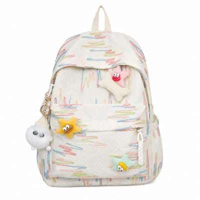 VHV-Stijlvolle Witte Rugzak voor Dames - Minimalistische Schooltas voor Studenten - Grote Backpack voor Reizen en Universiteit - Casual Dagrugzak - Hoge Kwaliteit