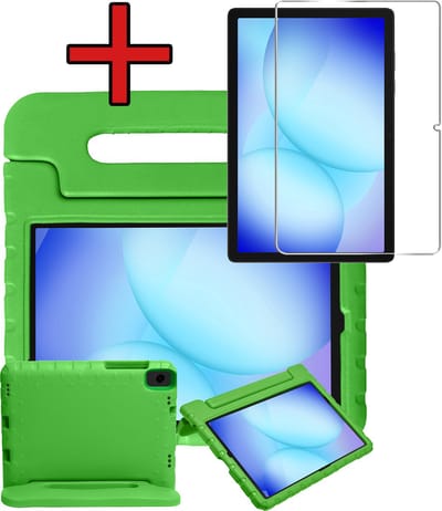 Hoesje - Geschikt voor Samsung Galaxy Tab A11 Plus / A9 Plus - Met Screenprotector - Kinderhoes - Shockproof Bumper - Kidsproof Case - Tablethoes - Kinder Hoes Cover - Groen