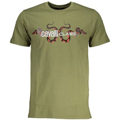 Cavalli Class Verde Katoenen Heren T-shirt