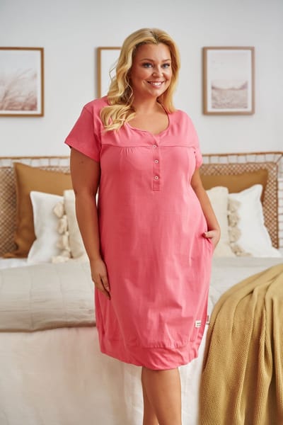 Doctor Nap Katoenen Nachthemd Dames Borstvoeding Zwangerschap TCB.4348 Coral 36 / S