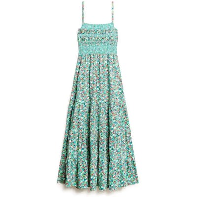 Superdry - Gesmokte maxi-cami-jurk - Dames - Jurken