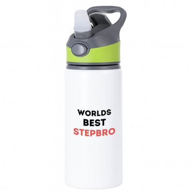 Hacebo® - worlds best stepbro waterfles met rietje groen - Broer - de beste stiefbroer - verjaardagscadeau - verjaardag - cadeau - cadeautje voor broer - broer artikelen - kado - geschenk - gift - water fles - 650ML