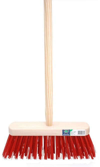 MM Eurotool Straatbezem kunstvezel rood 29 cm met FSC-steel 120 cm