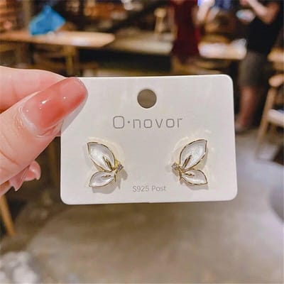 Nieuwe Mode Emaille Vlinder Stud Oorbellen Vrouwen Persoonlijkheid Mooie Gouden Omrande Kristallen Vlinders Oorbellen Sieraden Gift