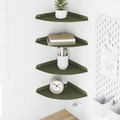 vidaXL - Hoek - Plank - 4 - st - Olijf - Groen - 24 - x - 24 - x - 2 - cm