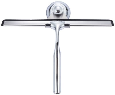 Douchewisser - Met Zelfklevende Ophanghaak en Moderne Zilveren Afwerking - Raamwisser en Douche Trekker Zonder Boren - Geschikt voor Badkamer en Ramen - Douchetrekker 25cm RVS met Haak - Zuignaphaak en Extra Rubberen Deel