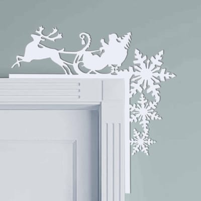 Dailygoods- Hoekdecoratie Houten Kerstdeur - Feestelijke Decoratie