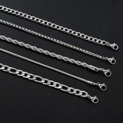 Nivard Ketting - Heren - Staal - Nep zilver - Met Hanger - 5 Stuks