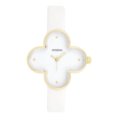 OOZOO Timepieces - Goudkleurige horloge met leren band leren band - C11520