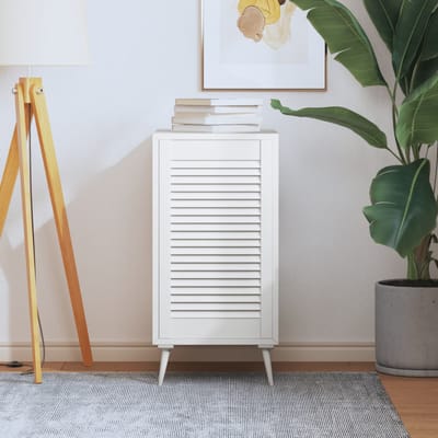 vidaXL - Kastdeur - met - lamellen - 69x39,4 - cm - massief - grenenhout - wit