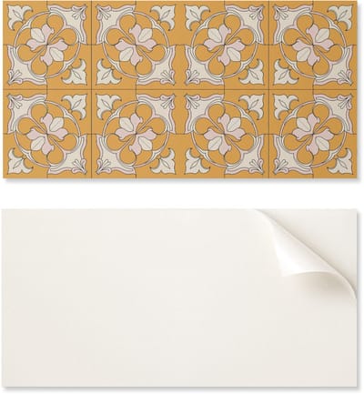 Vinyldecoratie met print, voor montage zonder gereedschap, 100x50 cm, mozaïek bloemenpatroon.