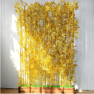 Kunst bamboe boom - Decoratie plant - Binnen en buiten - Met houten voet - Tot 2 meter - Goud