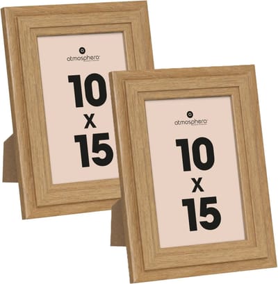 Atmosphera Fotolijstje voor een foto van 10 x 15 cm - 2x - naturel - foto frame Classico - Hout - staand en hangend