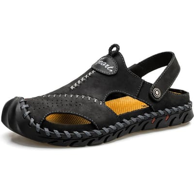 Ademende Herenschoenen Mode Oversized Herensandalen Outdoor Water Trekking Strandsandalen Casual Geperforeerde Leren Sandalen Schoenen 47 black