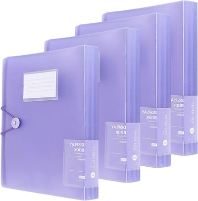 A4 Display Mappen Set van 4 Stuks met 240 Pockets, Plastic Hoezen voor Documenten en Organisatie in het Kantoor