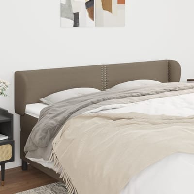 vidaXL - Hoofdbord - met - randen - 183x23x78/88 - cm - stof - taupe