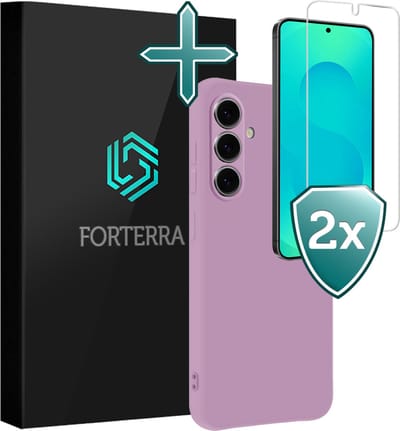 Hoesje Met 2x Screenprotector - Geschikt voor Samsung Galaxy S25 - Sterk & Shockproof - Telefoon Hoes - Back Cover - Siliconen Case - Lila