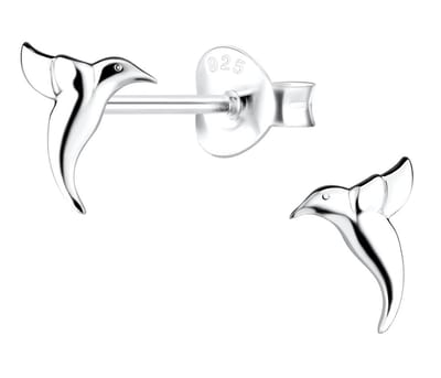 Joy|S - Zilveren vogel oorbellen - kolibri oorknopjes - 6 x 7 mm - gepolijst - sterling zilver 925