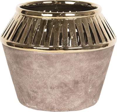 Clayre & Eef Bloempot Binnen Ø 19*14 cm Goudkleurig Beton Rond Plantenpot