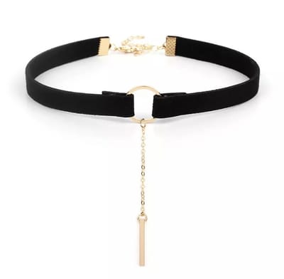 Jomide Choker Retro Suède - Zwart/Goudkleurig
