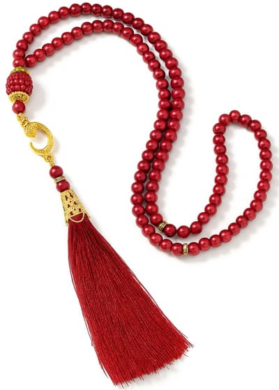 Baraka Treasures Luxe Tasbih - Tasbih - 99 Kralen - Parels - Islamitische Gebedskralen - Misbaha - Subha - Handgemaakte Kwaliteit - Voor Dhikr & Cadeau - Rood