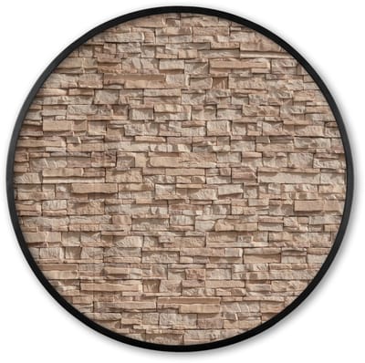 Poster in lijst Rond - Fotolijst 60x60 cm - Posters - Steen - Bakstenen - Textuur - Beige - Ronde posterlijst zwart - Decoratie - Wanddecoratie woonkamer - Muurdecoratie slaapkamer