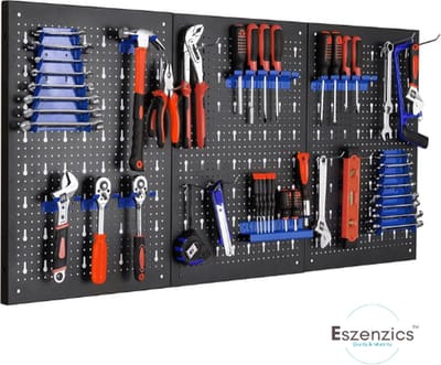 Eszenzics™ Gereedschapswand - 120x60 cm - Gereedschapsbord - Metaal - Incl 17-delig ophangset - Flexibele indeling - Gereedschap Organizer