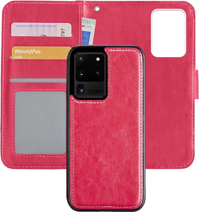 Hoes - 2 in 1 - Geschikt voor Samsung Galaxy S20 Ultra - Met Uitneembare Hard Cover - Bookcase - Wallet Case - Met Pasjeshouder - Book Case - Uitneembaar - Pashouder - Kunstleer - Donkerroze