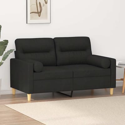 vidaXL - Tweezitsbank - met - sierkussens - 120 - cm - stof - zwart