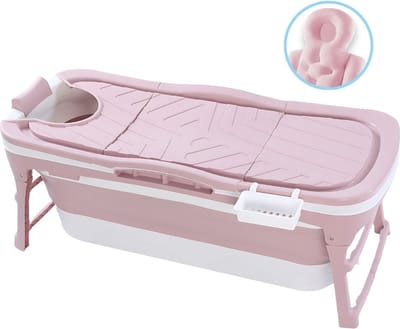NiteSense® Opvouwbaar Bad - Zitbad - 143 CM – kussen - Badlamp - Roze