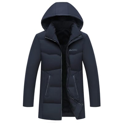 Vêtements rembourrés en coton pour personnes d'âge moyen et âgées, épais et chauds, chapeau amovible moyen et long, veste rembourrée en coton, veste pour hommes, vêtements d'hiver 5XL 90-100kg bleu marine
