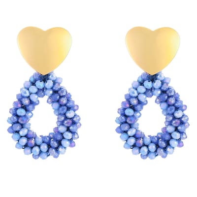 Michelle Bijou Oorbellen Kralen Party Hart goud blauw mix