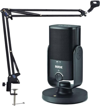 Studio Microfoon - USB Condensator - Zang Opnemen - Geïntegreerde Popfilter - Compact Formaat - Zwart