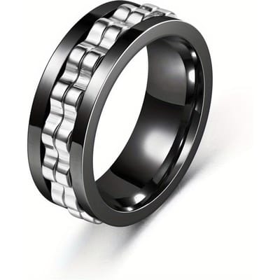 Stressverlichtende Anti-angst Gear Ring Voor Mannen, Draaibare Mannenring 10 black