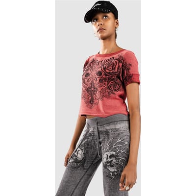 Affliction Forgotten Crop T-Shirt rood