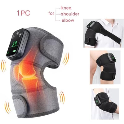 Masseur de Genou Chauffant Électrique 3 en 1 Massage Thermique par Vibration Pour Soulagement de la Douleur Articulaire Coude Épaule Circulation Sanguine