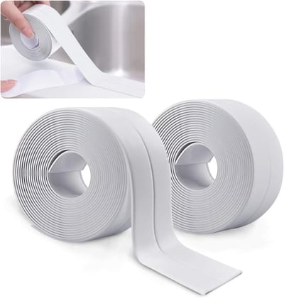 2 Stuks Waterdichte Zelfklevende Kitstrip Tape voor Tegels, Keuken, Badkamer en Wandhoeken (Wit)