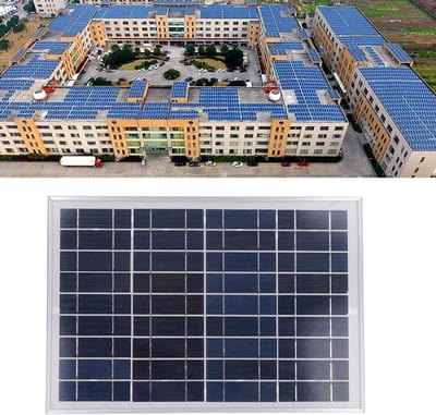 Monokristallijn Zonnepaneel - Zonnecel Paneel - Off-grid Verlichting - IP65 Waterdicht - 350x240x17mm - Zwart