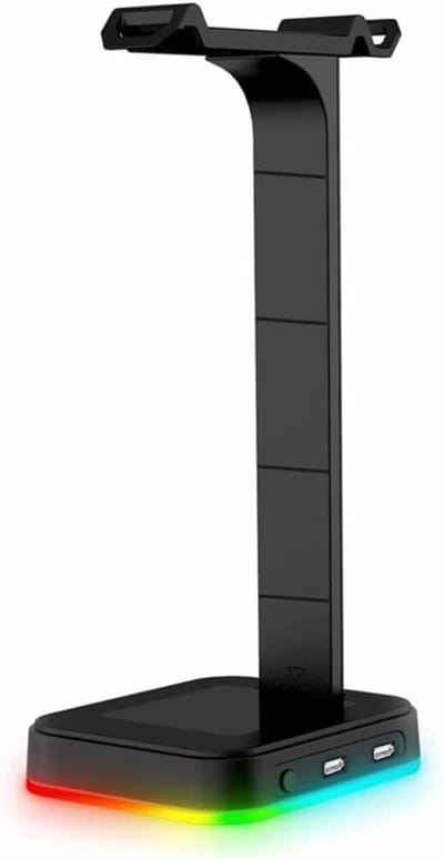 Koptelefoon Stand - Headset Houder - Bureau Organisatie - Ingebouwde RGB - 26.7 cm - Zwart